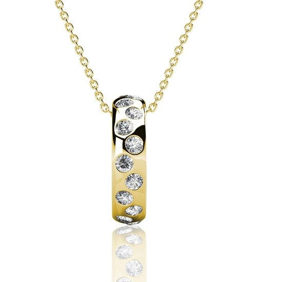 Yolora Damenhalskette mit Anhänger - Kalpa Camaka Kristalle - Farbe Gold - 18K Gelbgold vergoldet - Damenhalskette Gold - Schmuck - Halskette - Luxuriöse Geschenkbox - Geschenkbox - Exklusive Geschenkbox - Schöne Geschenkverpackung
