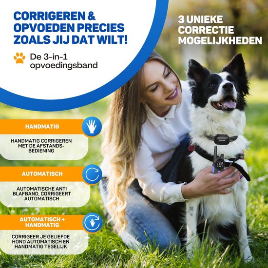 Vulpes Goods® - Pets - Anti-Bell-Halsband Max mit Fernbedienung - 3-in-1 Erziehungshalsband ohne Schock - manuell & automatisch - wiederaufladbar - Vibration, Audio & Ultraschall