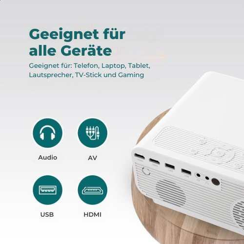 Spoused - Mini-Beamer - Streaming von Ihrem Telefon mit WiFi - Full-HD - 10.000 Lumen - Weiß