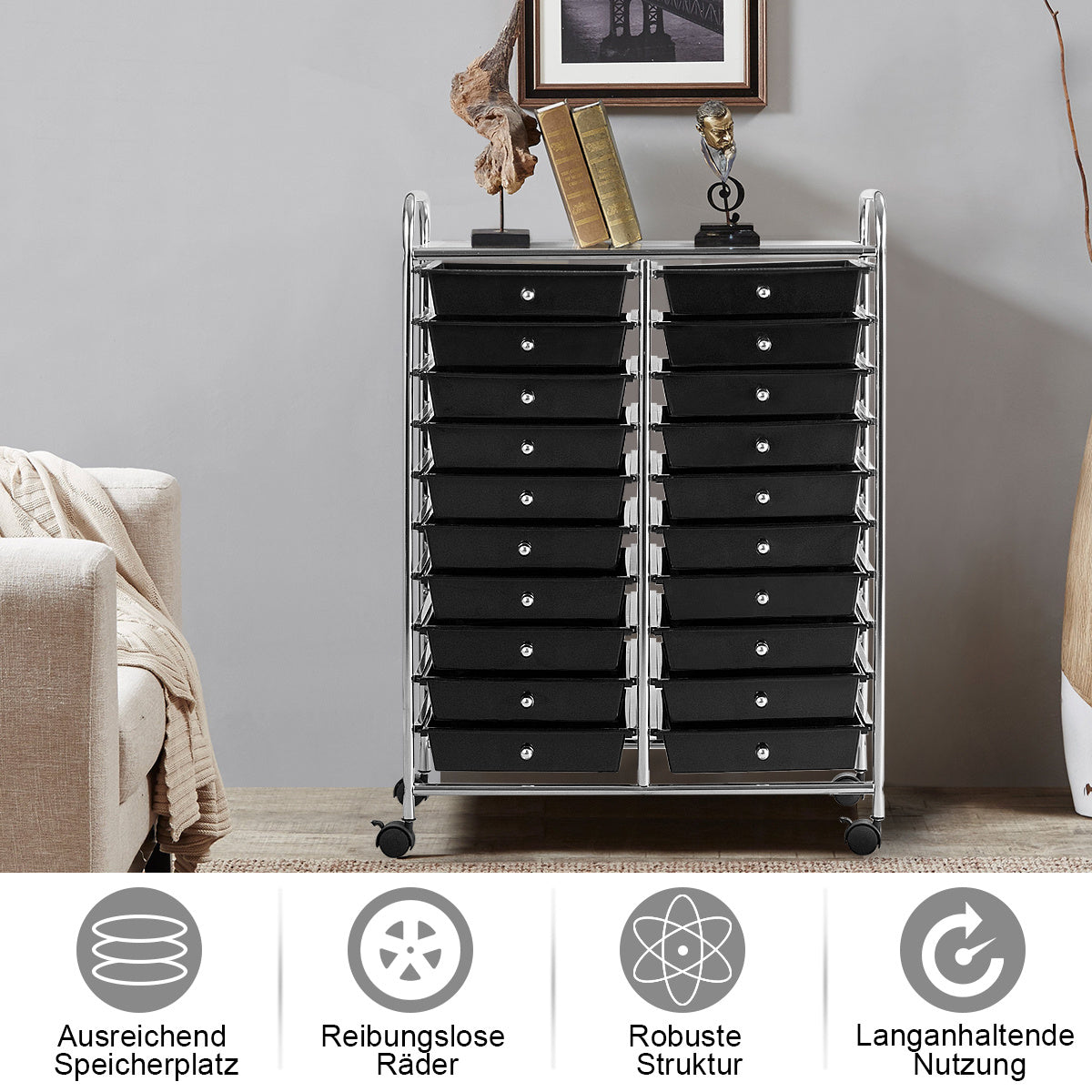 Coast -trolleys met laden Rollecontainer Badkamer Roller Wagons badkamer trolley zwart