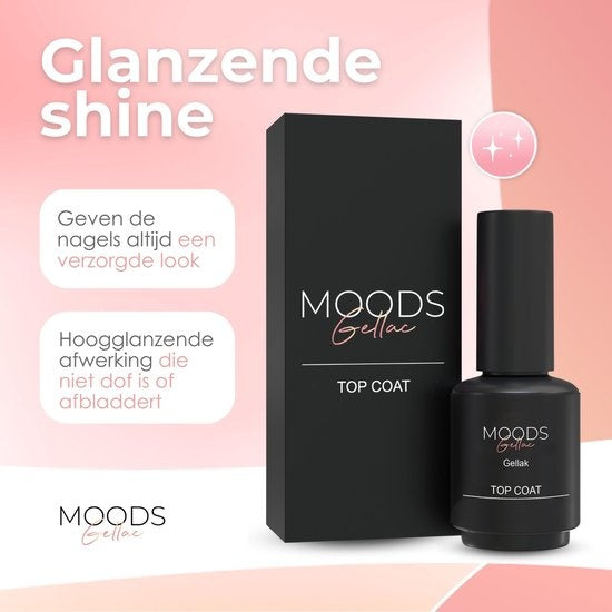 Moods Gellac - Top Coat - Nagellack - Gel Paint Starter Pack - Nägel - Gel Paint Set - 15 ML