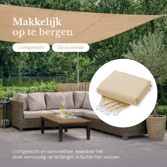 O'DADDY® Schattentuch 4x3m Rechteck - Sonnensegel - Sonnenschutznetz - Markise mit Befestigungsmaterial - Wasserdicht - UV30 Sonnenschutz - Beige