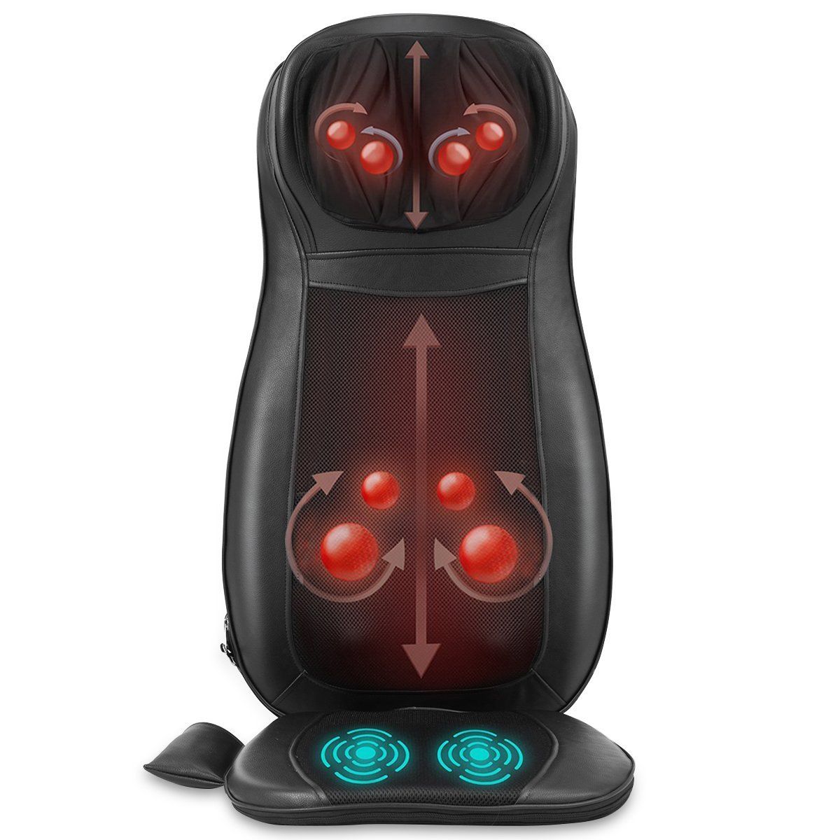 Coast Massagesesselbezug Shiatsu Schwarz - 78 x 46 x 19 cm - 3 Massagezonen - Mit Wärmefunktion
