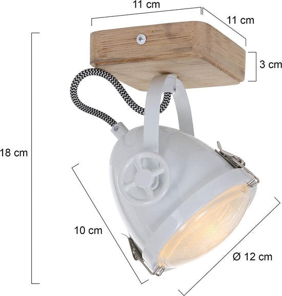 Deckenleuchte Michelle Weiß – dreh- und neigbar – Holz und Metall – Mexlite – 20 cm hoch, 11 cm Durchmesser
