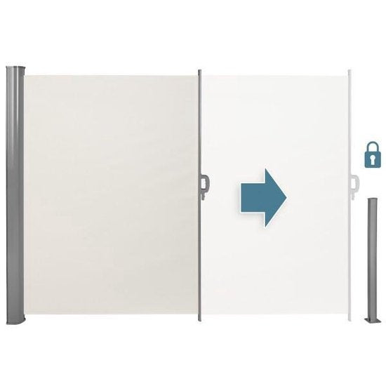 tectake - Ausziehbarer Aluminium-Windschutz Gartenschirm 180 x 300 cm beige 401529