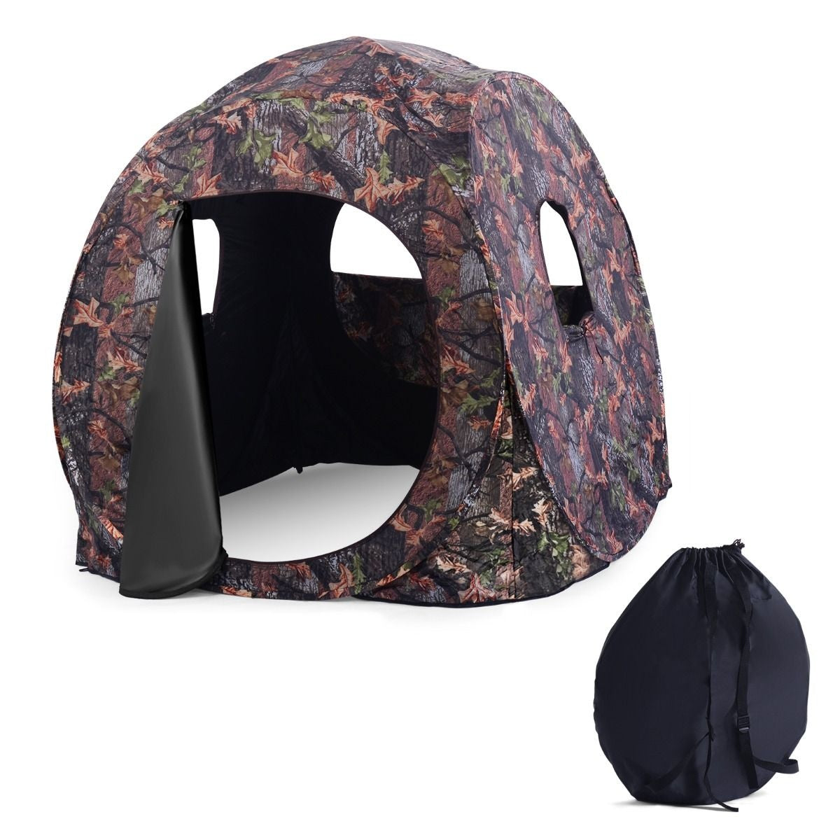 Coast Retractable Jagdhütte für 3 Personen Jagdzelt Stahlrahmen Mesh Fenster Tragetasche Riemen Bodenheringe Camouflage 152 x 152 x 163cm