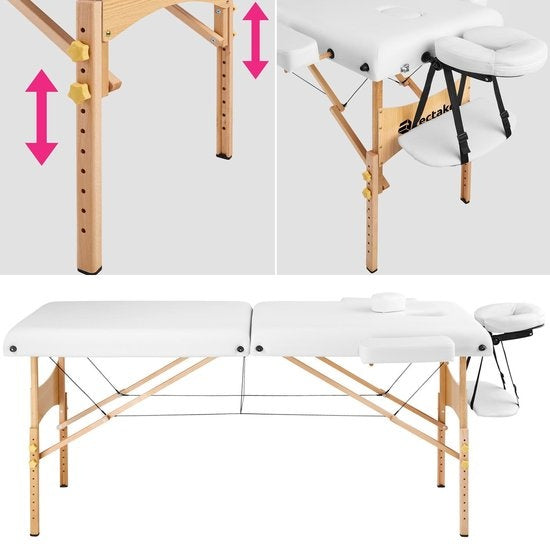 tectake - Massageliege Behandlungsliege - 7,5 cm hohe Matratze + Rollenkissen und Tragetasche - Behandlungsliege - inkl. Aufbewahrungstasche - faltbar