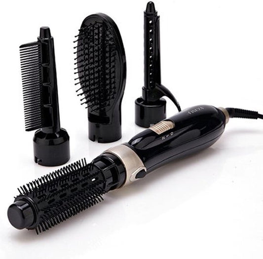 Fineza - Haartrocknerbürste - Haarbürste - Haartrockner - 4-in-1-Set - Haartrocknerbürste - Rundbürste - Lockenbürste - Stylingbürste - 4 Aufsätze - Schwarz