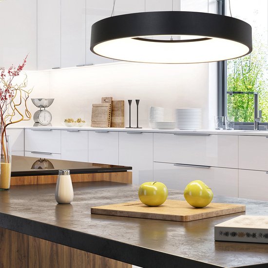 Steinhauer Ringlede Hängeleuchte – rund – verstellbar – 48 cm – schwarz