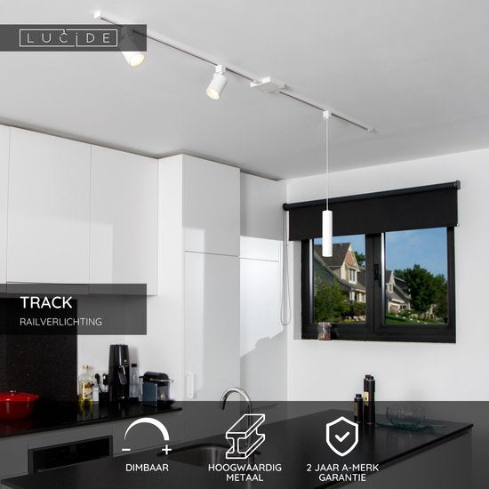 Lucide TRACK Starterset – 1-Phasen-Schienensystem / Schienenbeleuchtung – 2 Meter – Weiß