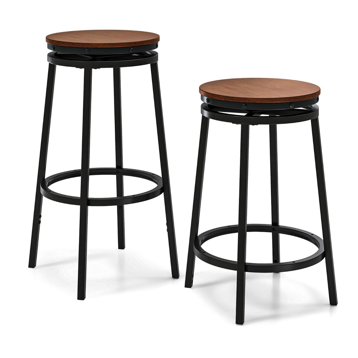 Coast Barhocker, 2er-Set – höhenverstellbar – um 360° drehbar – rustikales Braun und Schwarz