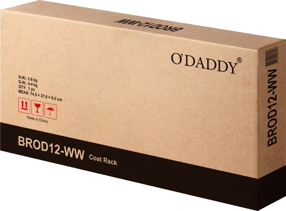 O'DADDYÂ¬Ã† Garderobenständer - Wandgarderobe mit 5 Haken - 66 x 30 x 27 cm - Garderobenständer Wandgarderobe - Kleiderständer hängend - braun