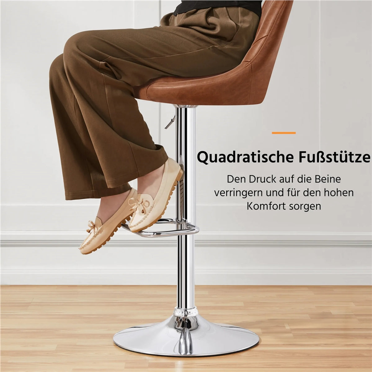 Yaheetech 2er-Set verstellbare Barhocker / Barstühle 86–107,5 cm – stilvolles Braun – Kunstleder und Metall