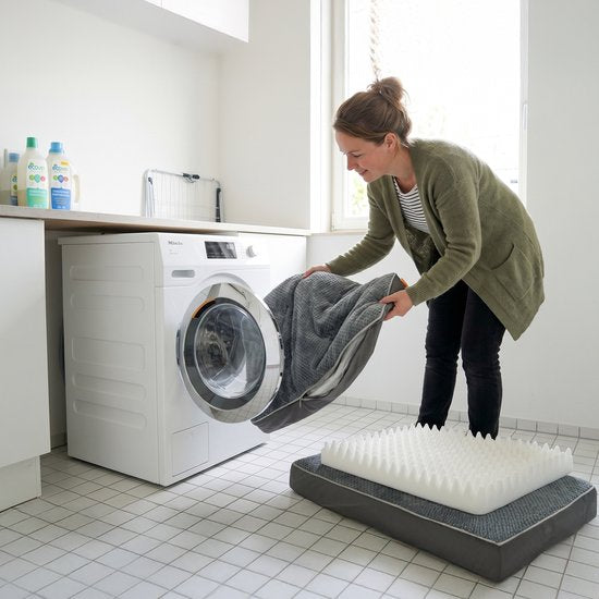 Happysnoots® Orthopädisches Hundekissen – XXL-Hundekorb 100 x 70 x 12 cm – Waschbares Hundebett für große Hunde – Grau mit Reißverschluss