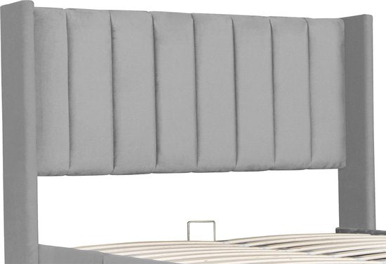 Polsterbett Savona - 200 x 140 cm - Hellgrau - Inkl. Bettkasten