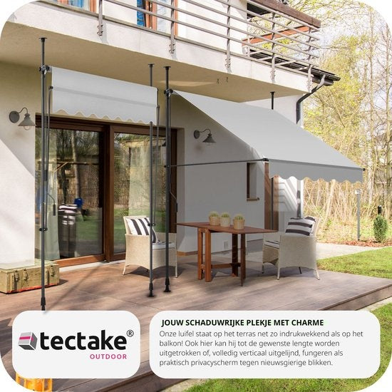 tectake Sunshade Adjustable - Sonnendach - 150 x 180 cm - Hellgrau