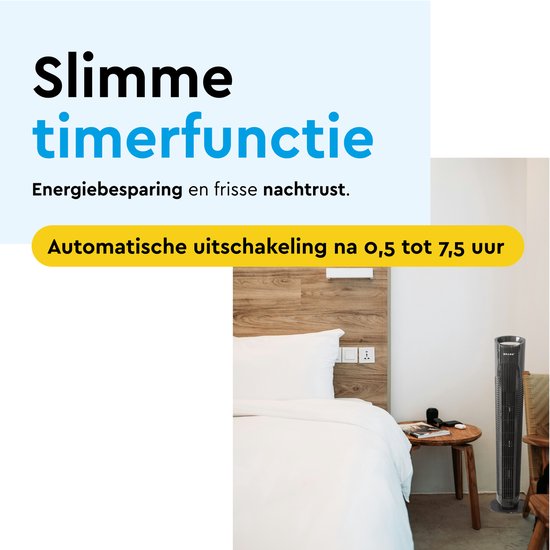 BRASQ - Turmventilator F500 mit Fernbedienung - 80 cm hoch - Timer & Schlafmodus - 50W - schwarz