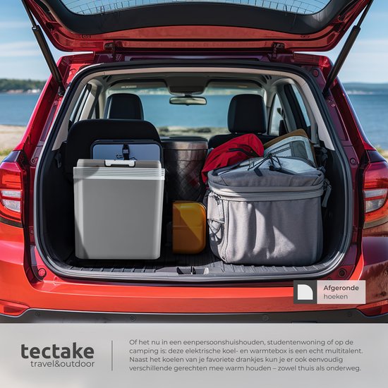 tectake® Kühlbox – elektrisch – 24 Liter – Tragegriff – Auto-Thermobox – Warmhaltebox – 12-V- und 230-V-Ladegerät – Camping-Kühlschrank – Kühlen und Heizen