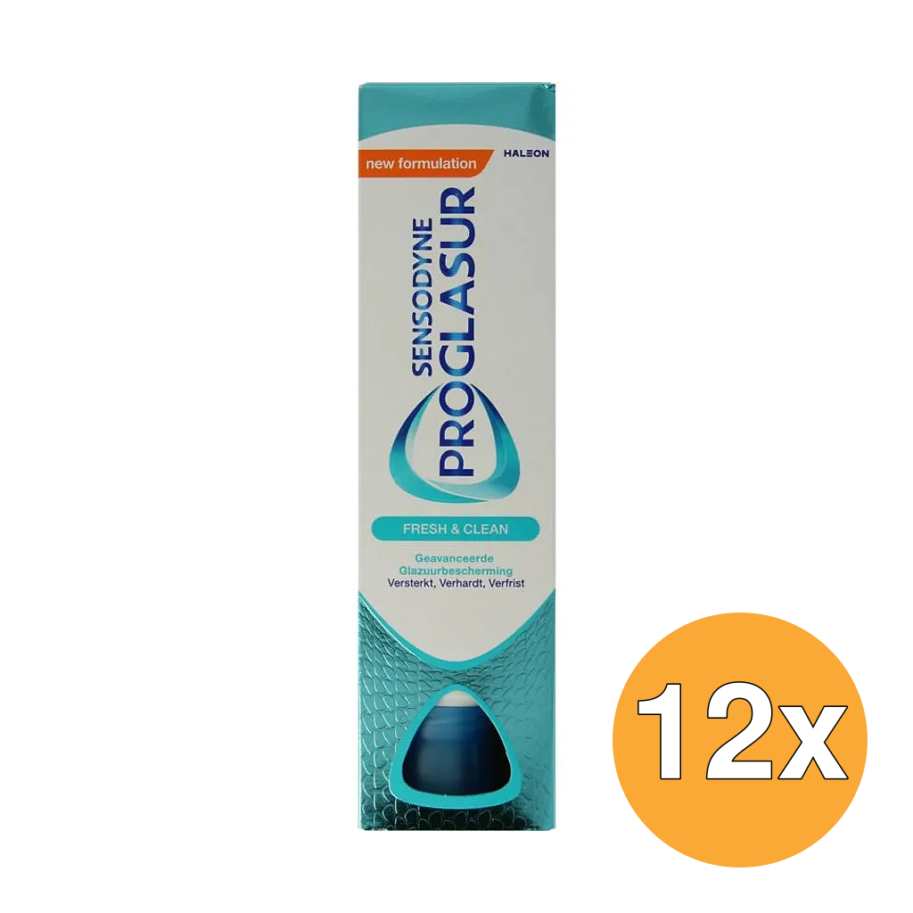 Sensodyne Zahnpasta Proglasur Fresh & Clean – Vorteilspackung mit 12 Stück – 12 x 75 ml