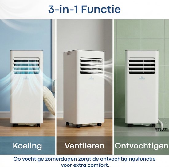 Aironex Mobile Klimaanlage 7000 BTU – App & Fernbedienung – Leise & kompakt – Mobile Klimaanlage mit Fensterdichtung – Mobile Klimaanlage für Schlafzimmer, Wohnzimmer, Büro