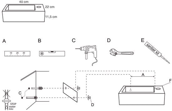 Differnz Hura L Waschbecken-Set – Toilettenwaschbecken aus Keramik – Für Warm- und Kaltwasser geeignet – Farbe: Weiß – Ideal für Toilette oder Badezimmer – Maße: 40 x 22 x 11,5 cm – Gewicht: 6000 Gramm