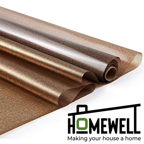 Homewell Fensterfolie HR++ 45x300 - Wärmedämmung & Sonnenschutz - Blendschutz - Statik - Leinenoptik Kaffee