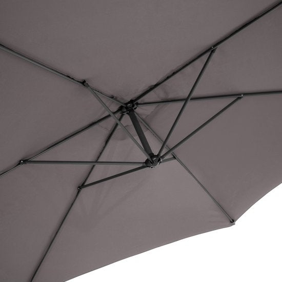 tectake - Schwebender Sonnenschirm aus Aluminium - Durchmesser 350 cm - Drehbar - Neigbar (stufenlos verstellbar) - UV-Schutz - Inkl. Schutzhülle - grau