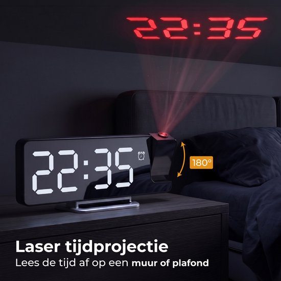 Nuvance Digitaler Wecker mit Projektion – Digitale Uhr für das Schlafzimmer – Schlummerfunktion – Digitale Wecker – Wecker