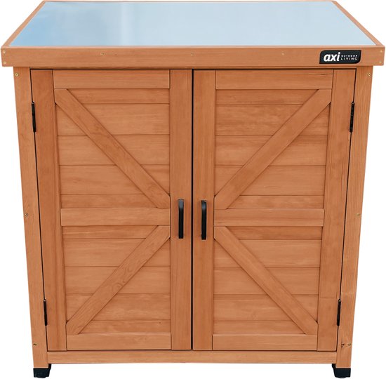 AXI Felix Aufbewahrungsschrank aus Holz – Gartenschrank aus FSC-Holz – Magnetverschluss – Verstellbare Füße – 80 x 45 x 93 cm – Kaffee-Braun
