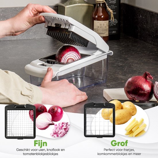 Stosh Mandoline - Gemüseschneider - Zwiebelschneider - Spiralschneider - 7-teilig - Weiß - BPA-frei