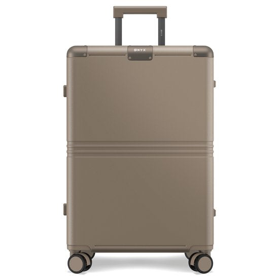 ONYX Hybrid Pro Check-in Koffer Medium 70 Liter - Recyceltes Polycarbonat und reißverschlussloses Design - Reisekoffer mit TSA-Schloss und Spinner-Rollen - Leichter Trolley mit Laptop-Fach - Desert Clay