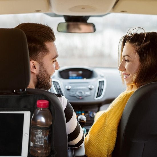 relaxdays Autositz-Organizer Kind - 2er-Set - 4 Fächer - Schutz - schwarz