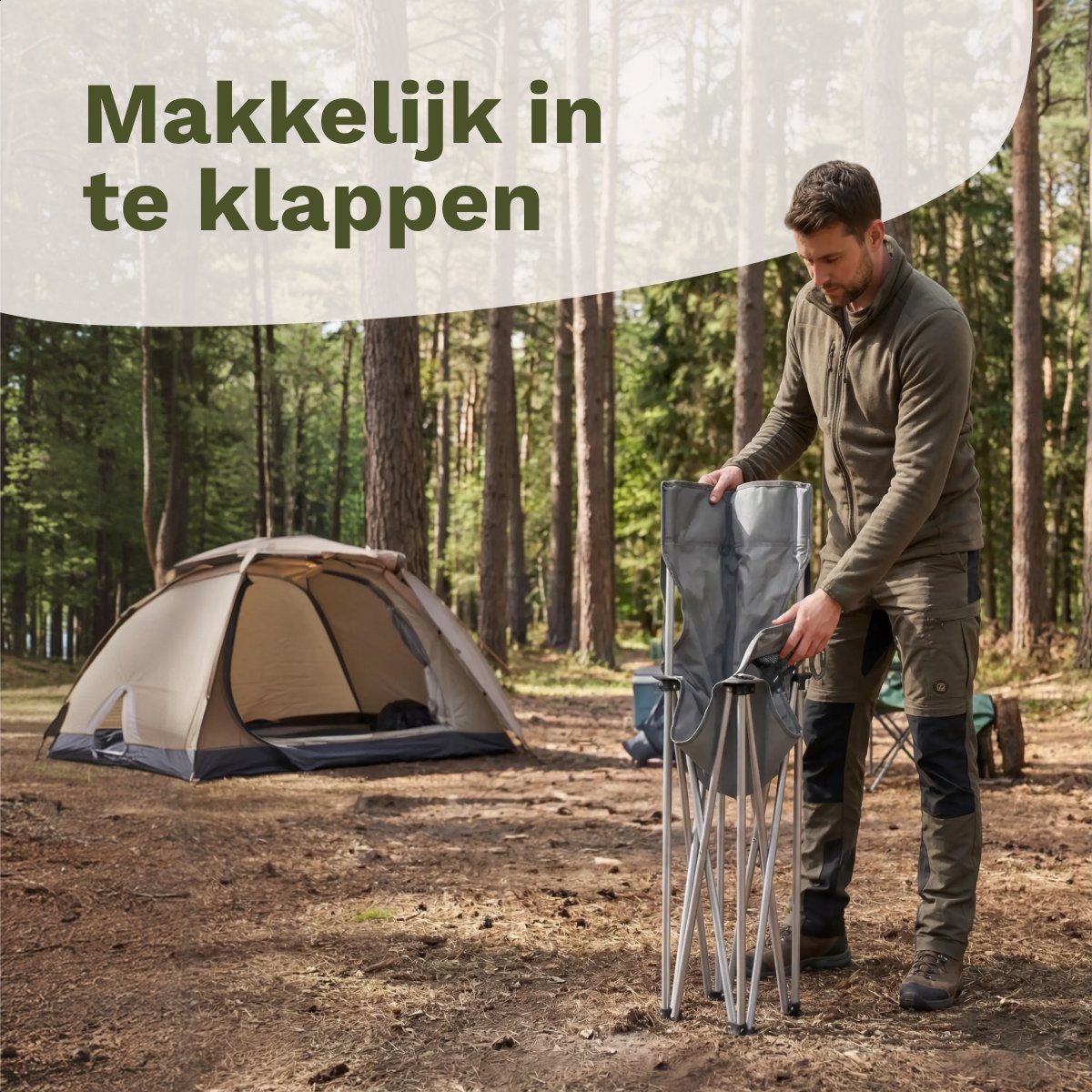 TRVLMORE Campingstuhl – zusammenklappbar – 120 kg Tragkraft – inkl. Tragetasche – Klappstuhl – Angelstuhl – Campingstuhl – Faltstuhl – grau