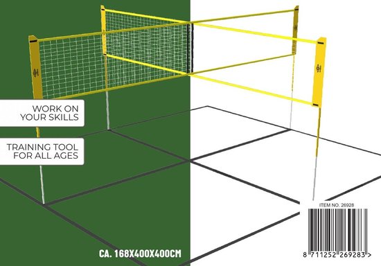 Umbro Sportnet – Spieleset – 168 x 400 cm – 4 Felder – Volleyballnetz – Badminton – Fußvolleyball – Crossnet – Schwarz/Gelb