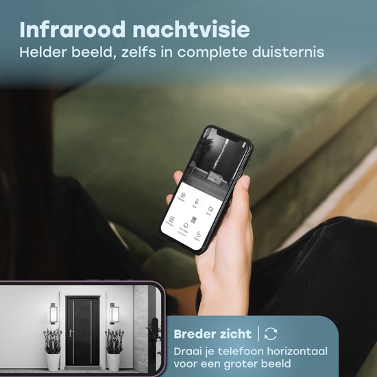 Audyn Video-Türklingel - Mit Kamera - Drahtlos - Smart - WiFi - 1080P - Kein Abonnement - Inkl. drahtloser Gong