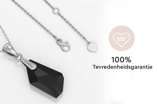 Yolora Damen Halskette mit Anhänger und schwarzem Kalpa Camaka Kristall - Farbe Silber - 18K Weißgold vergoldet - Geschenkbox - Geschenk zum Muttertag