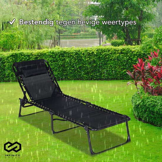 Infinity Goods Liege - Faltbar - Inklusive Kissen - Verstellbar - Wetterfest - Anthrazit