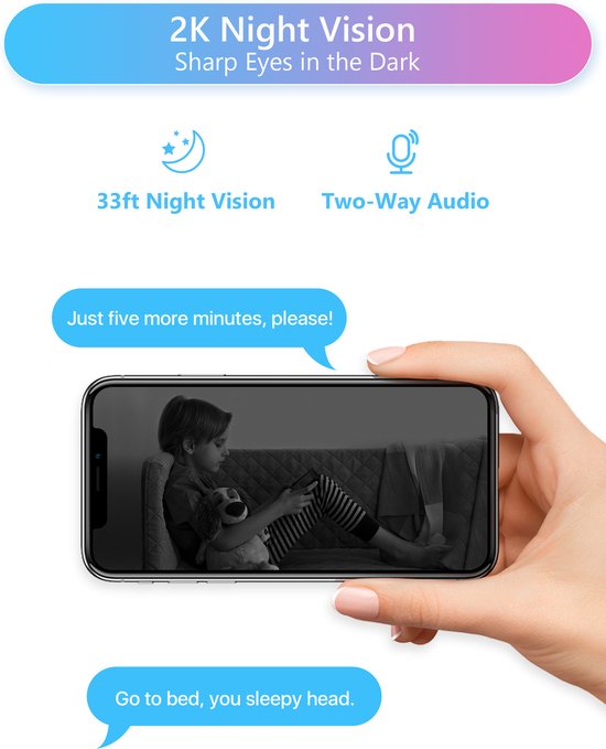 Fuegobird ZOSI C518 Indoor IP Kamera - 3MP - Gegensprechfunktion - Sicherheitskamera - Haustierkamera - Babykamera - Kompatibel mit 2.4G/5G WIFI - Funktioniert mit App - Weiß