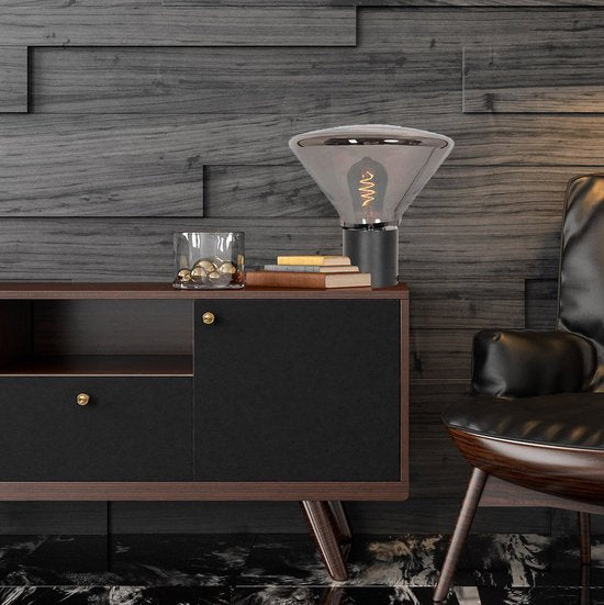 Tischlampe Ambiance 3401ZW Schwarz, 25 cm hoch, 26 cm Durchmesser, aus Elektronik, Glas und Metall, Steinhauer, zeitgenössisches Design für den Innenbereich