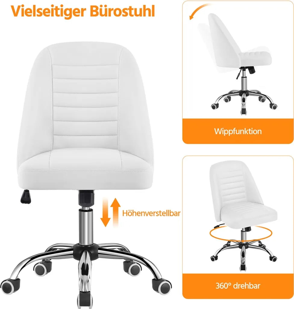 Yaheetech Bürostuhl, weiß, ergonomisch, gepolstert
