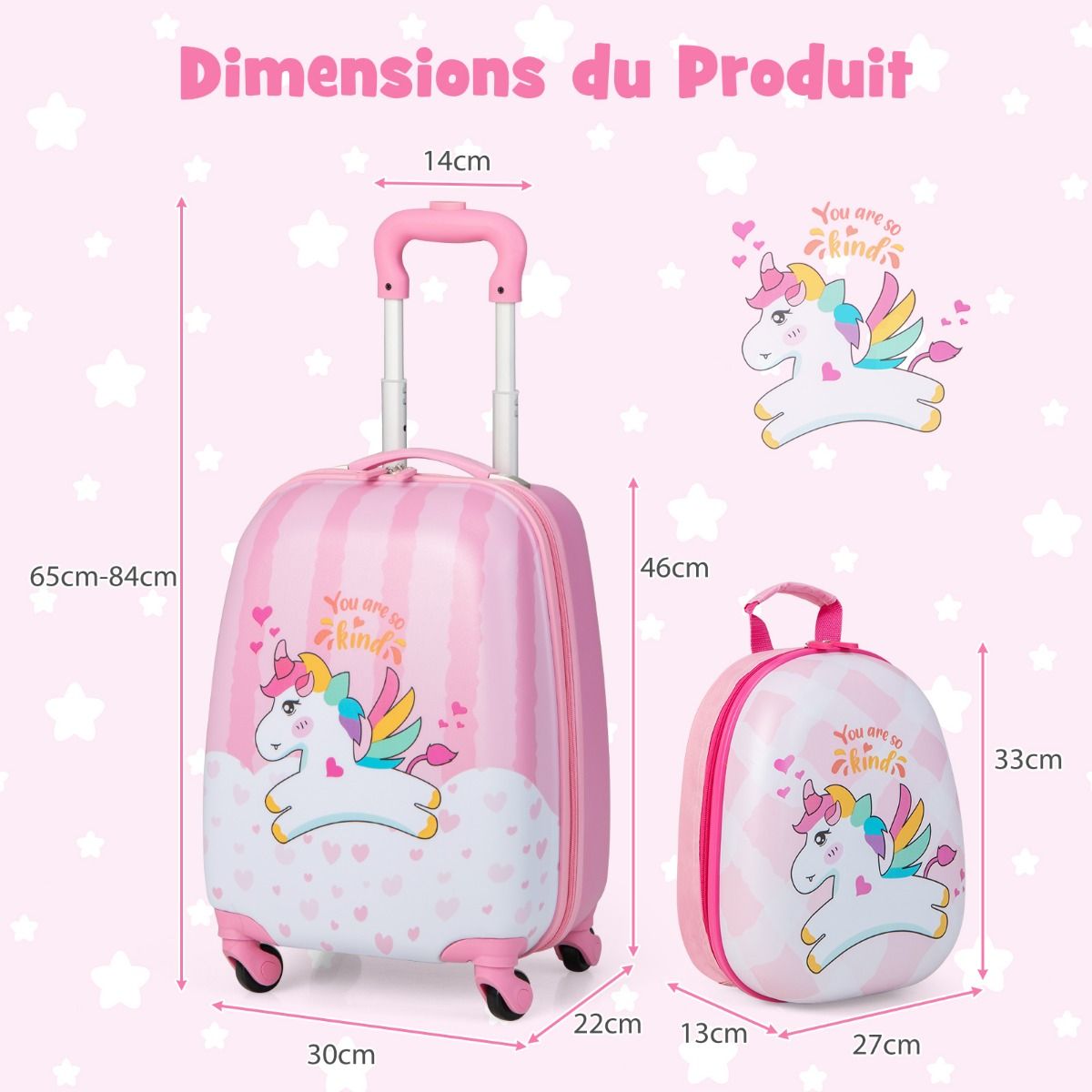 Coast Kinderkoffer mit Rucksack - 2-teilig - 32 x 22 x 40 cm - Einhorn