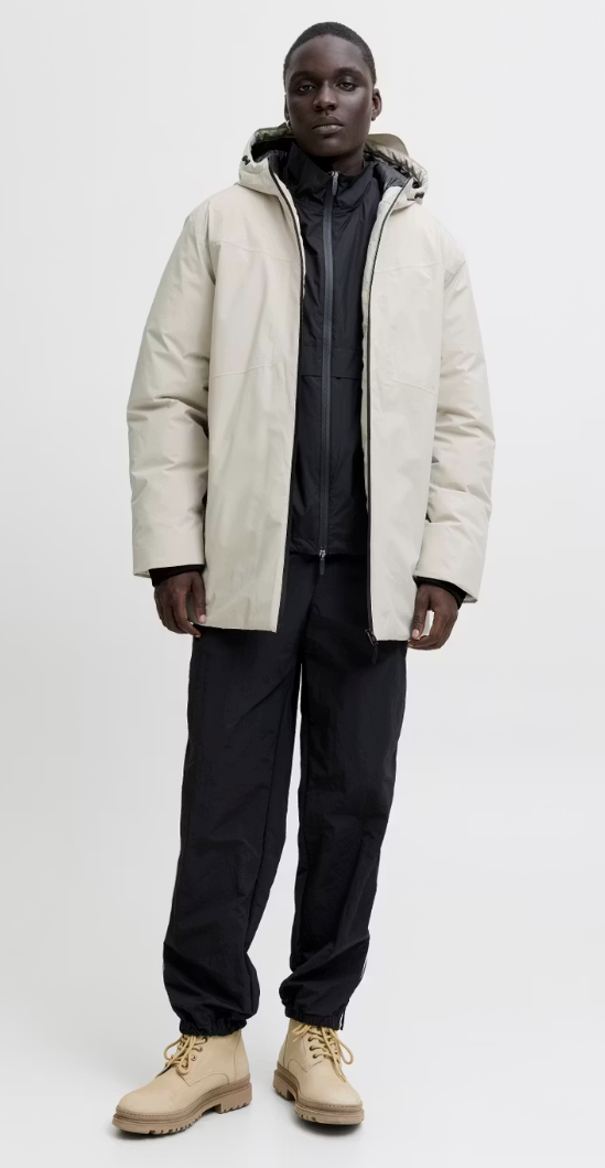 Jack & Jones Planet Parka Herrenjacke - Größe M - Farbe Creme