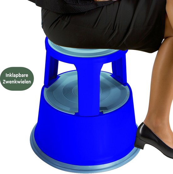 BRASQ Tritthocker Premium Blau - Kapazität 150 kg - Tritthocker - Elefantenfuß - Bürohocker - Rolltreppe - Hocker - Metall