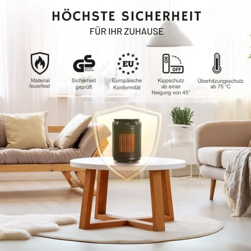 LEBENLANG - Heizlüfter mit Fernbedienung - Kompakt & energieeffizient - Einstellbare Temperatur und Timerfunktion - 2000W
