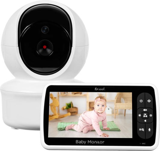 Saaf Babyphone - Inkl. Kamera und Monitor - Steuerbar/neigbar - Sprechfunktion - 5" Bildschirm