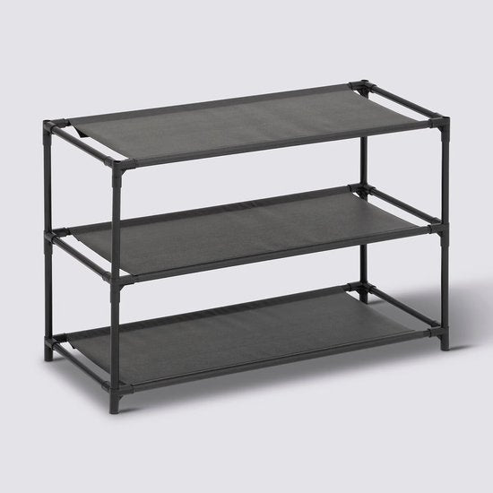 5Five Schuhregal Intissa – 3-stöckig – Metall/Kunststoff – 57 x 25 x 39 cm – für 9 Paar Schuhe – schwarz