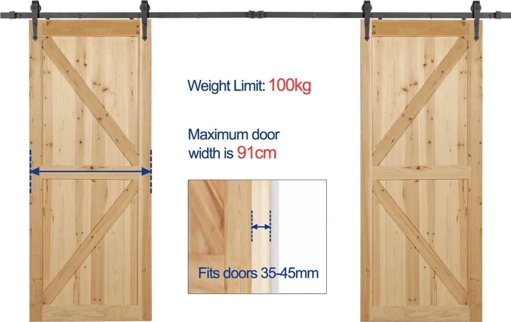 Yaheetech Schiebetürsystem 366 cm mit Montageset, Schwarz