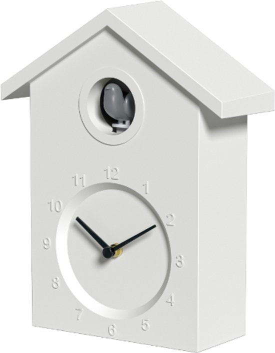Nexxt Kuckucksuhr-Wanduhr mit einstellbarer Lautstärke und Nachtmodus – Weiß