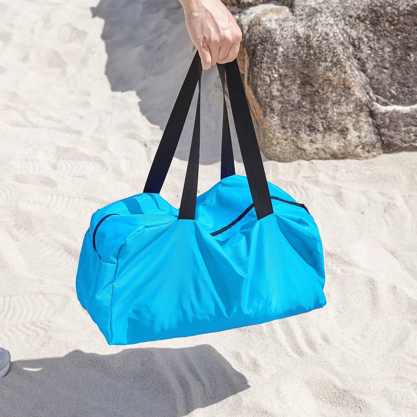 SoBuy Strandzelt 400x400x200 cm Türkis - Lycra Polyester Anti-UV UPF 30 - Tragbare Strandüberdachung mit Tragetasche