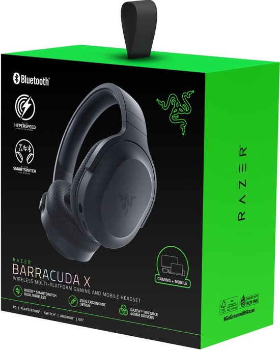 Razer Barracuda X (2022) – Kabelloses Gaming-Headset – PC/PlayStation/Switch/Android – Schwarz